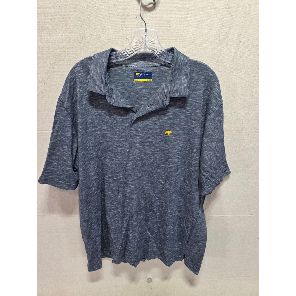 Jack Nicklaus Mens XL Blue Space Dye Polo Shirt Golden Bear Golf Short Sleeve